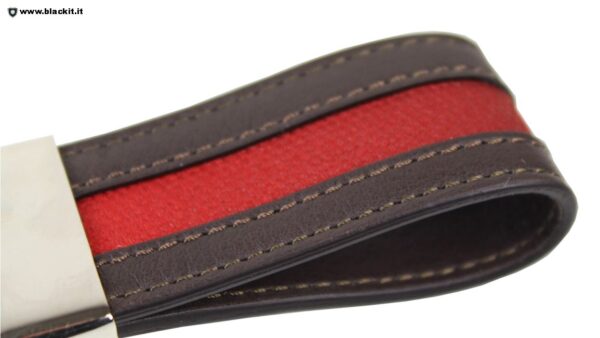 Portachiavi in vera pelle inserto rosso - immagine 3