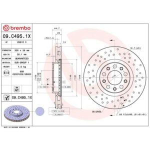 2 dischi anteriori Brembo XTRA Giulia 2.0 e 2.2 Diesel da 305 mm