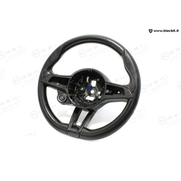 Carbon steering wheel cover for Alfa Romeo Giulia QV and Stelvio QV argl 25 mounted on steering wheel