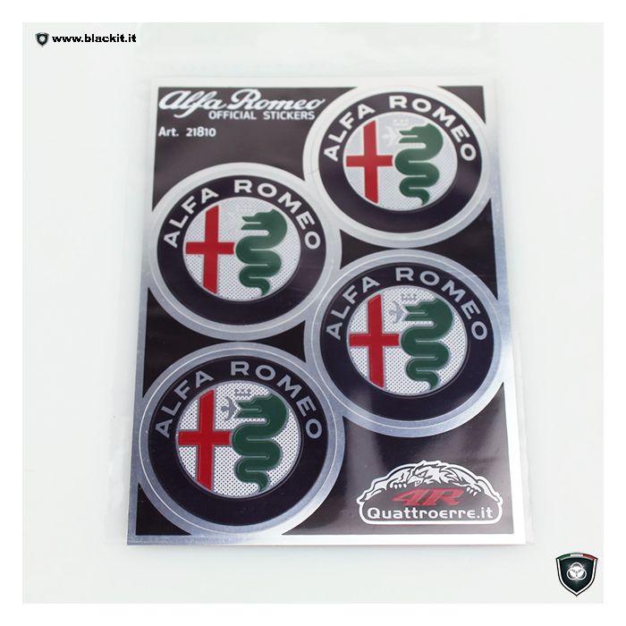Set of 4 alfa romeo chrome stickers 48 mm