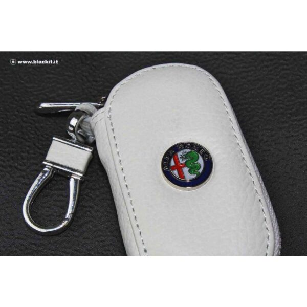 Portachiavi in pelle Alfa Romeo color cuoio con logo