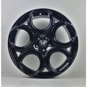 Set of 4 glossy black wheels for Stelvio / Tonale 20″